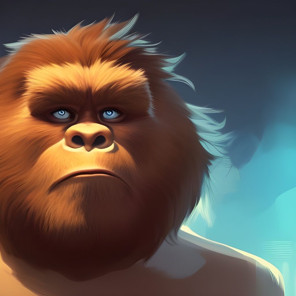 Chibi Bigfoot Portrait in Hyperdetailed Style