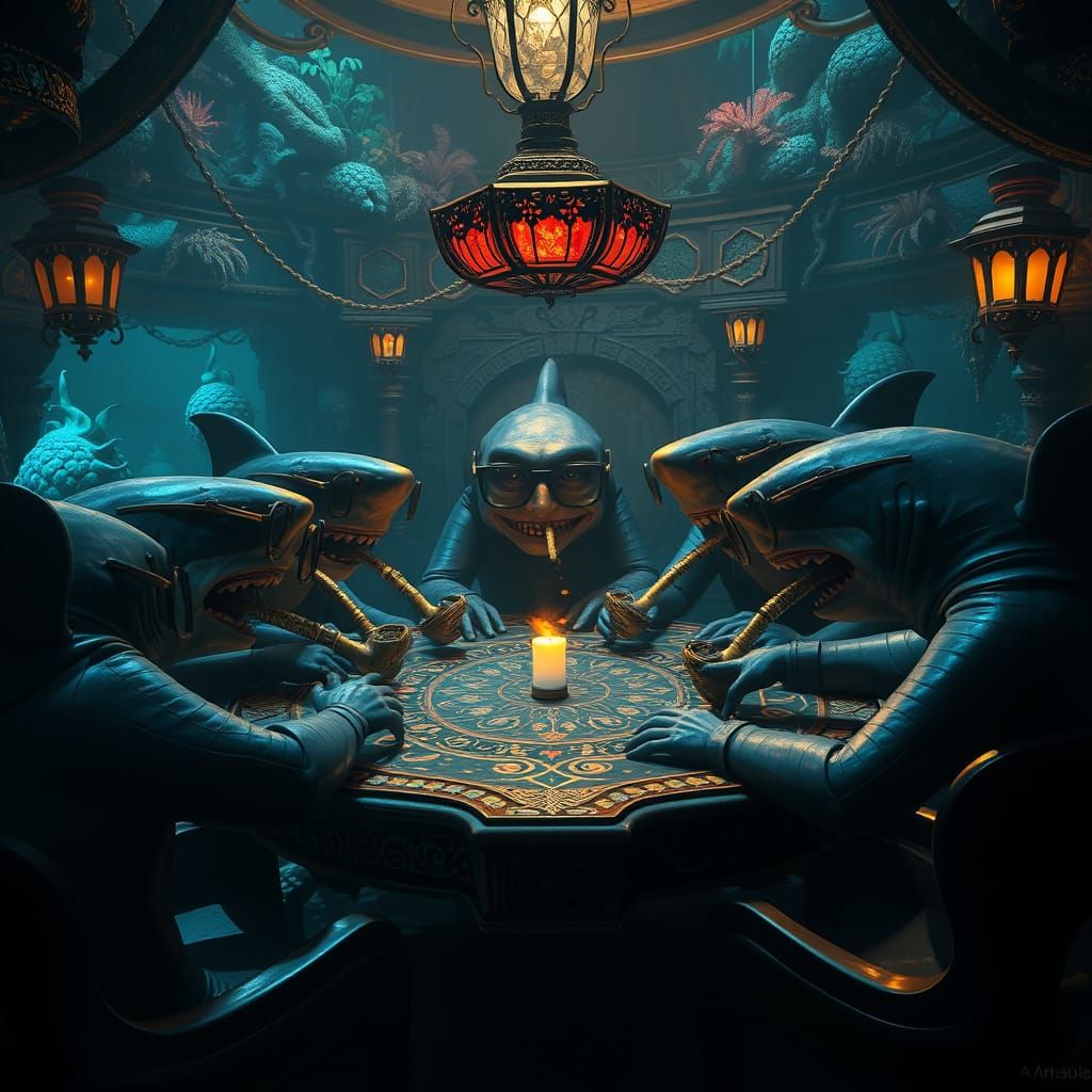 Sharks Gather for High-Stakes Poker in a Mystic Underwater L...