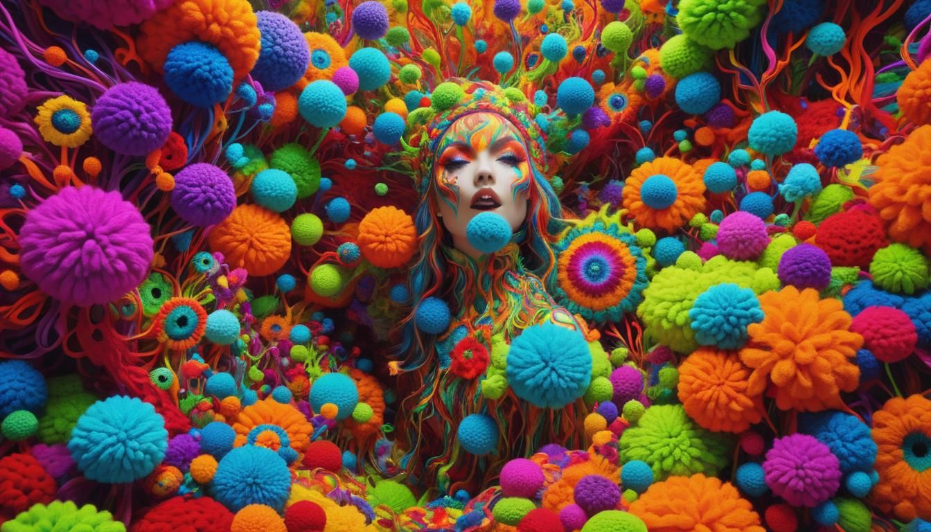 Psychedelic Fluorescent Crochet Inspired Art