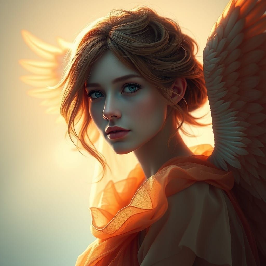 Angel of Radiant Elegance in Art Nouveau Digital Art