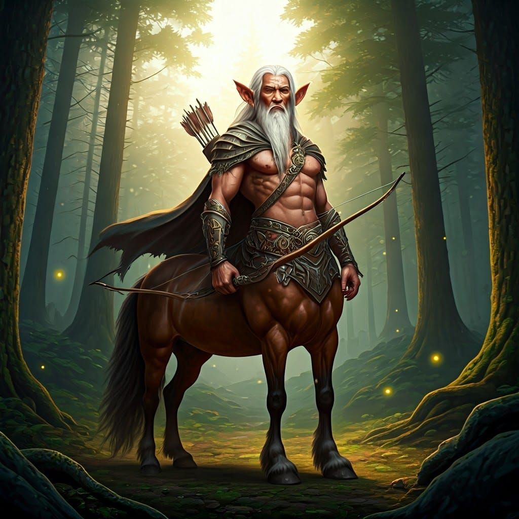 Heroic Centaur in Mystical Forest: Fantasy Concept Art