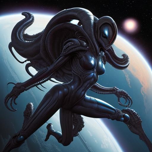 Xenomorph Queen in Space: Comic Book Art