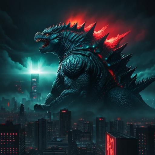 SpaceGodzilla Looms Over Future Cityscape
