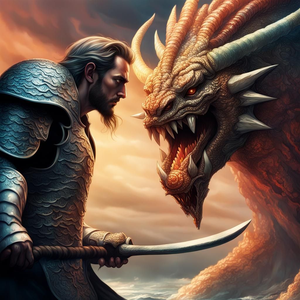 Siegfried Confronts Fafnir: Dramatic Digital Art