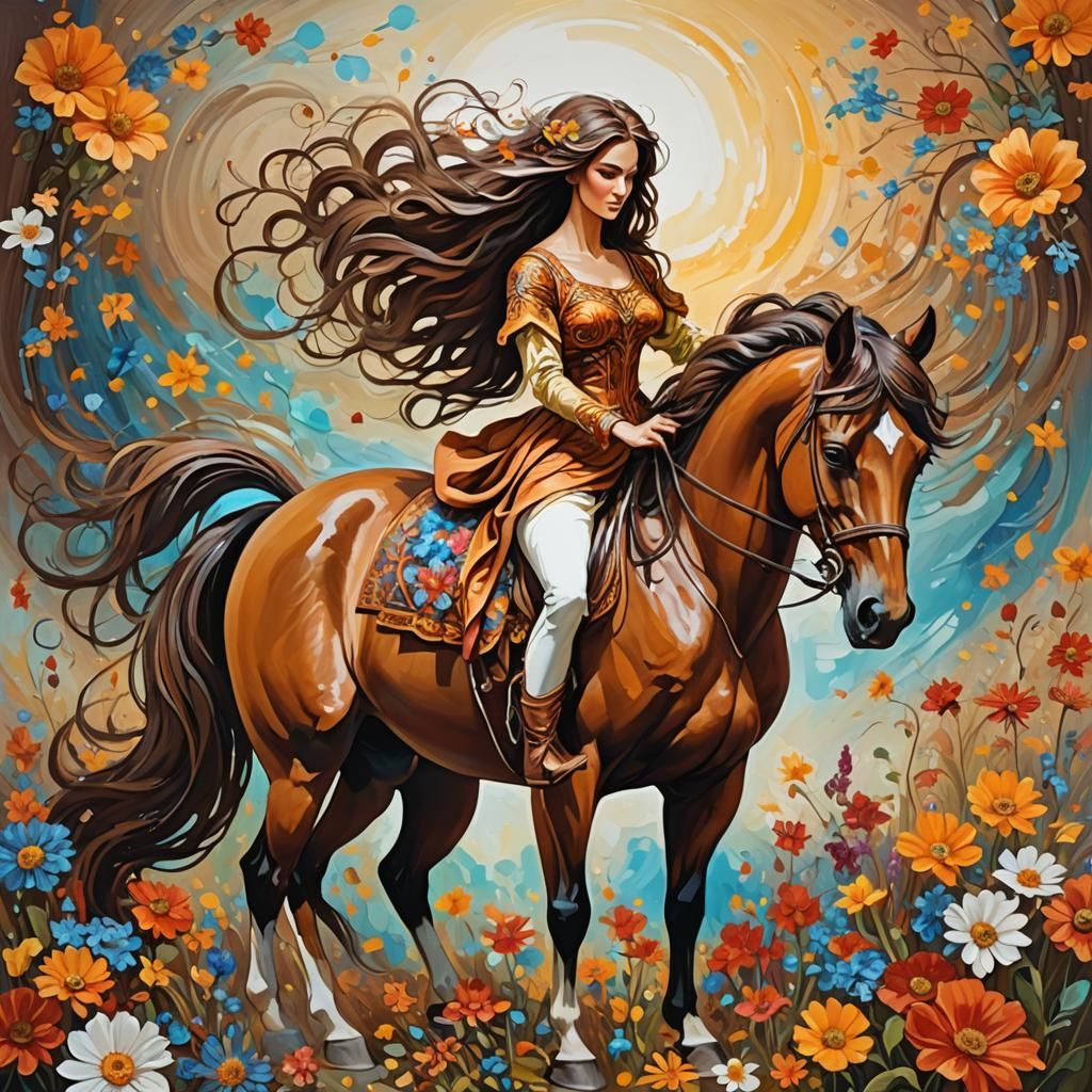 Gorgeous Centaur Among Flowers in Sunny Light