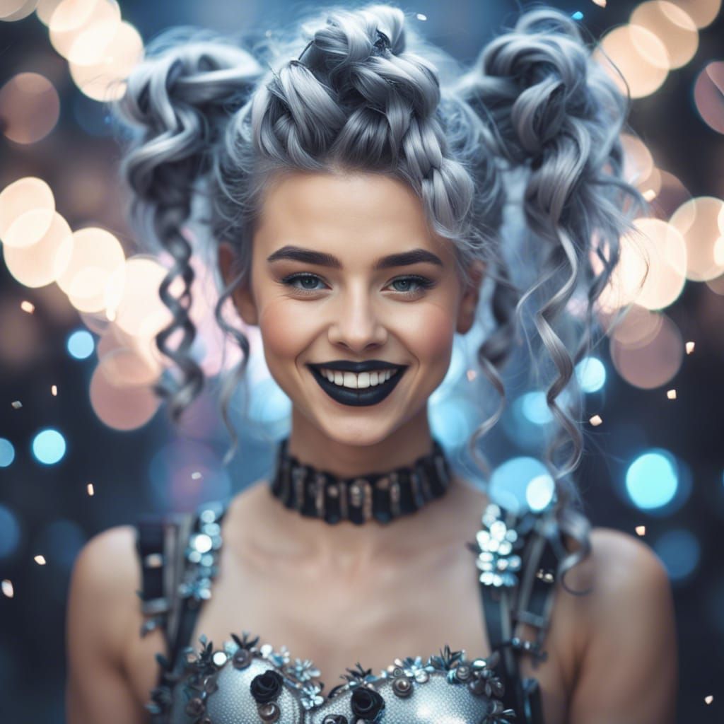 Woman with Unique Hairstyle in Gothic Style