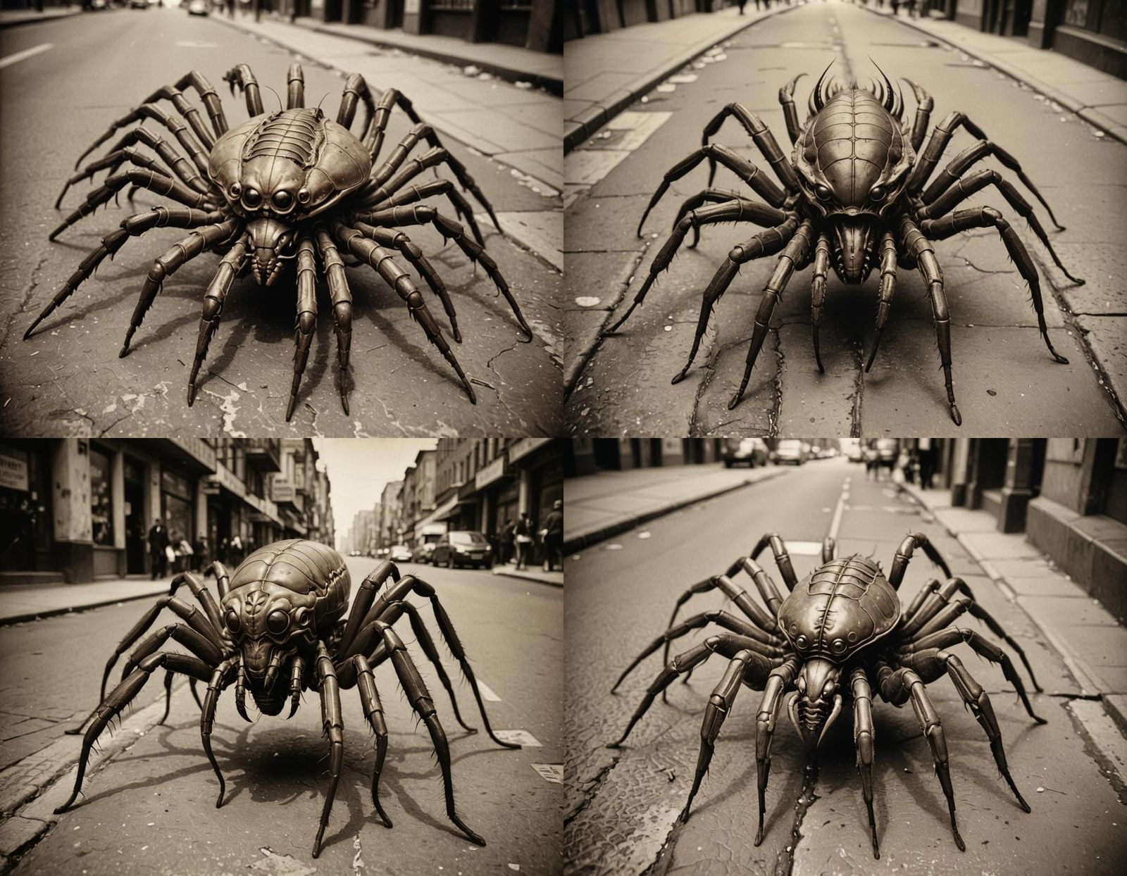 Sepia Photo of Grotesque Giger-esque Hybrid Creature