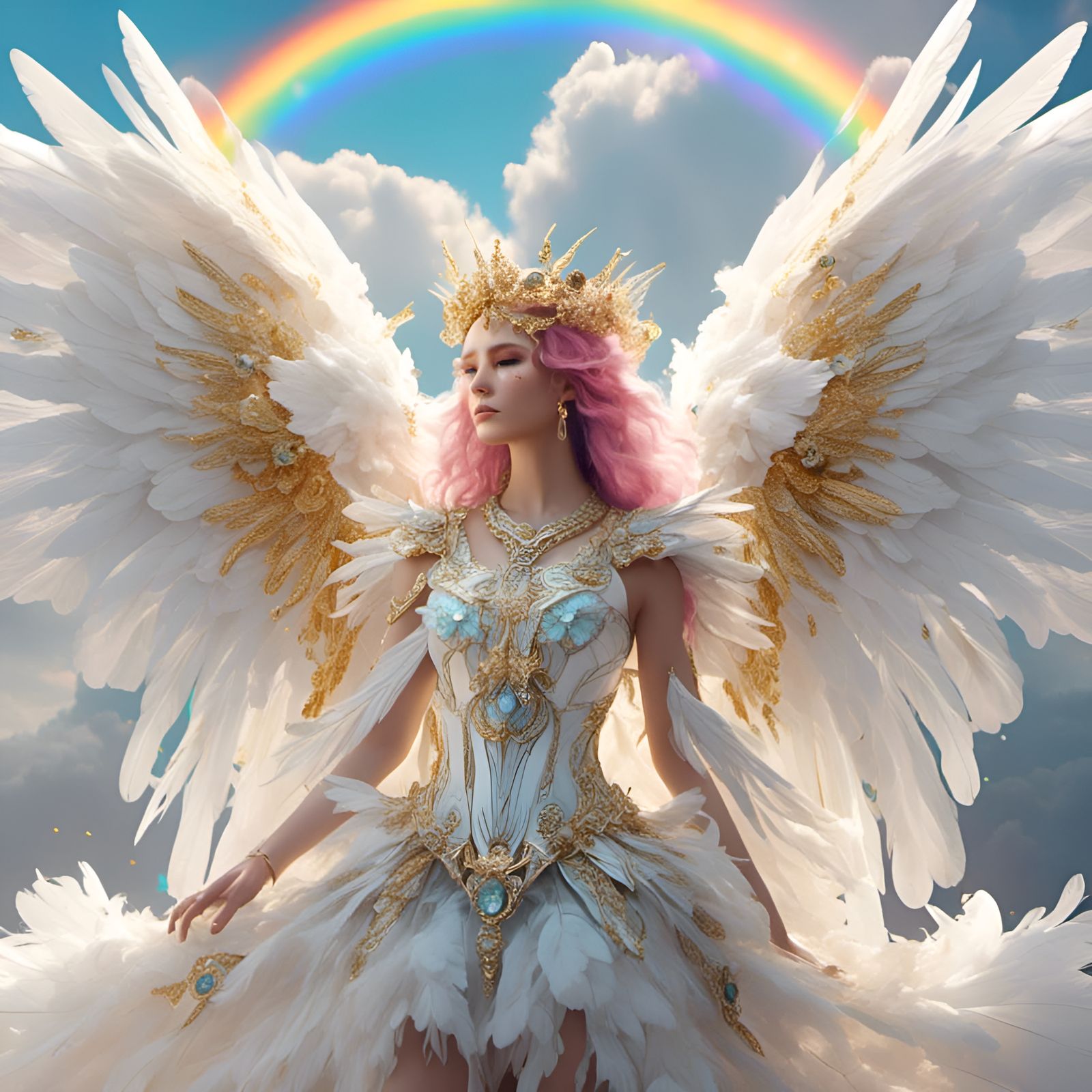 Rainbow Archangel Girls with Gemstone Crowns