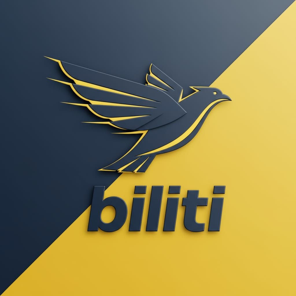 Biliti Airline Logo: 3D Bird Symbol with Bold Text