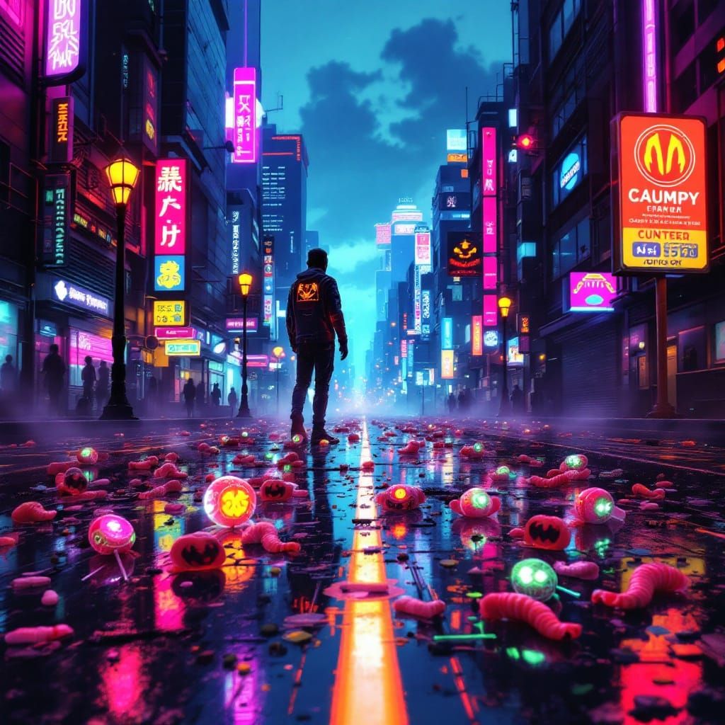 Cyberpunk theme Halloween candy.