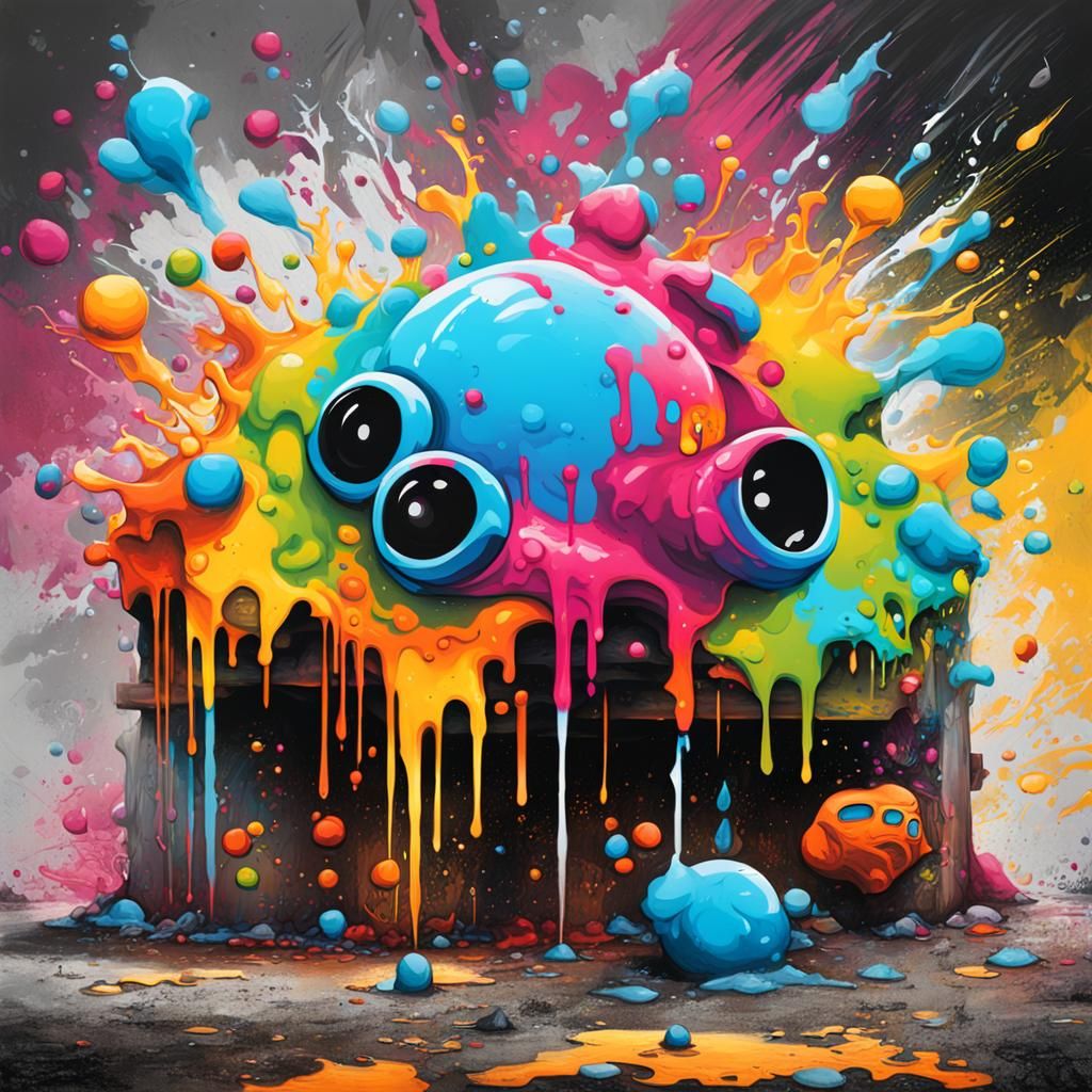 Colorful Polychromatic Graffiti Art in Street Style