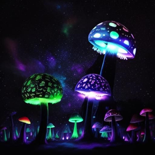 Psychedelic Mushroom Galaxy at Dusk in 8D