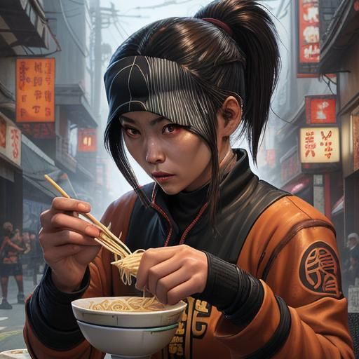 Cyberpunk Street Samurai Noodles in Shadowrun World