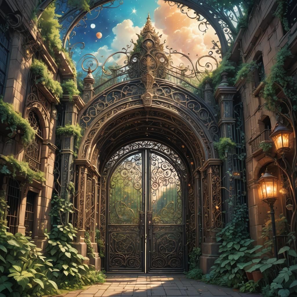 Colossal Gates with Intricate Iron Designs: Fantasy Concept ...