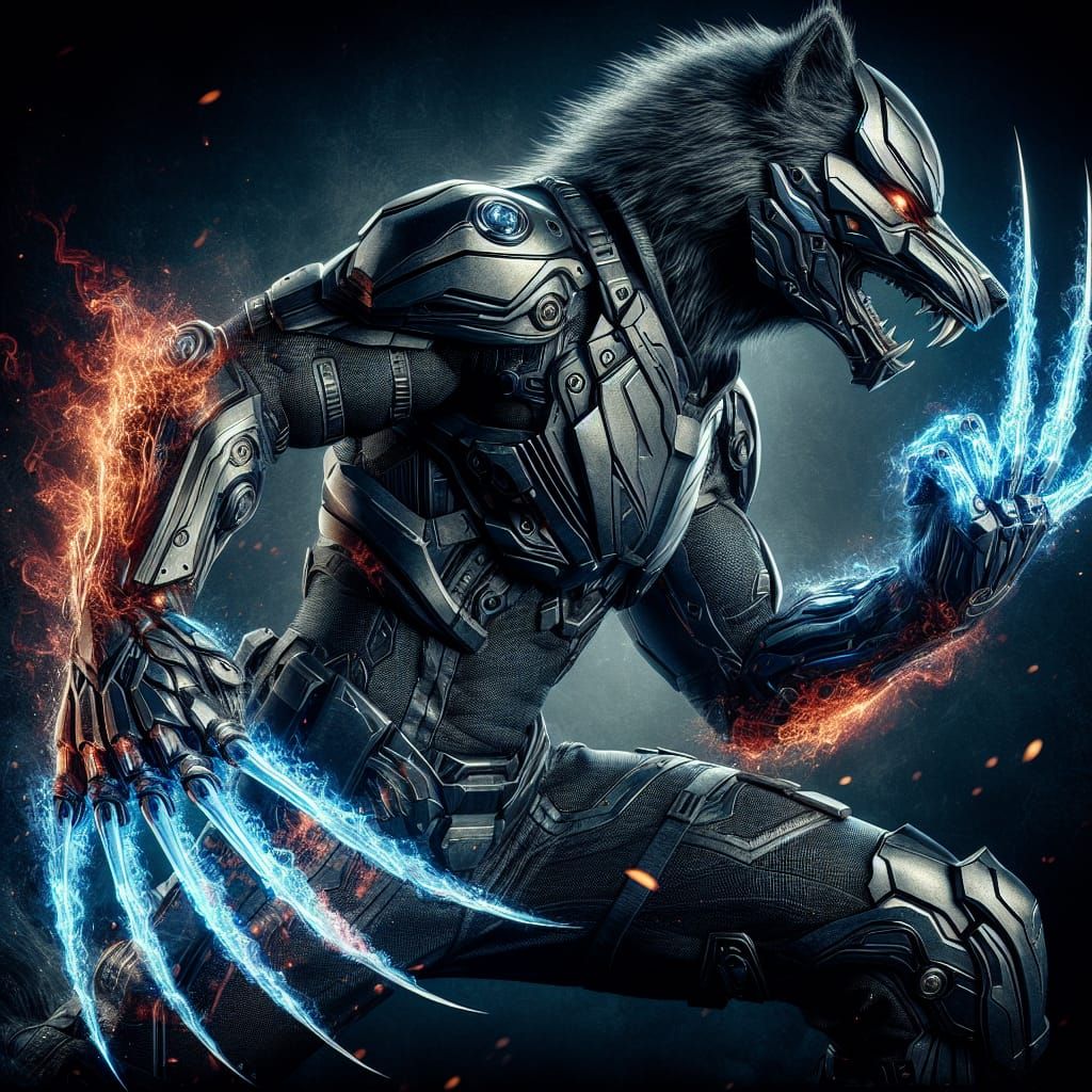 Armored Wolf Vigilante in Dynamic Martial Arts Pose