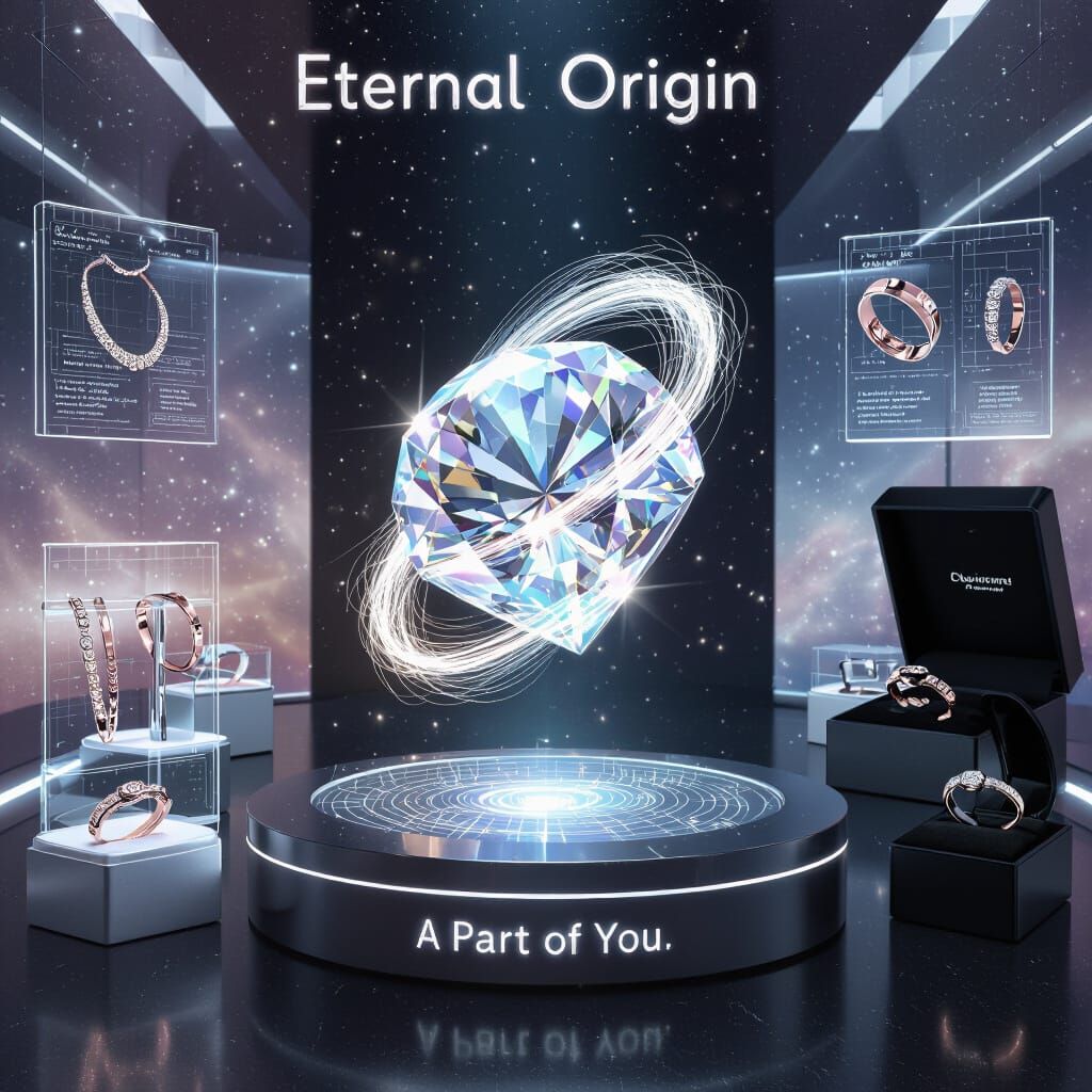 Futuristic Jewelry Poster: Eternal Origin Diamond