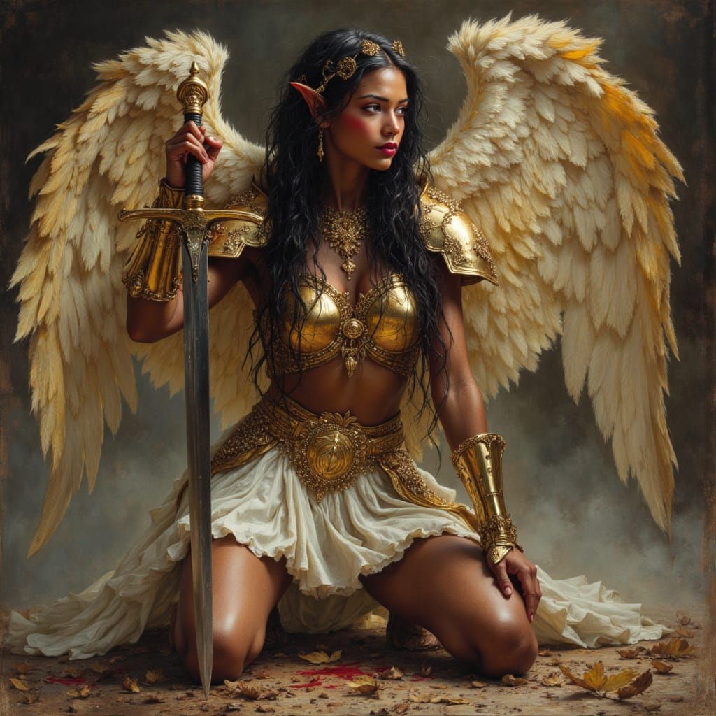 African Goddess Victorious on Battlefield in Vogue Style