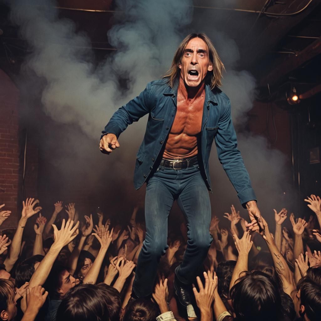Iggy Pop Stage Dive in Underground Comix Style