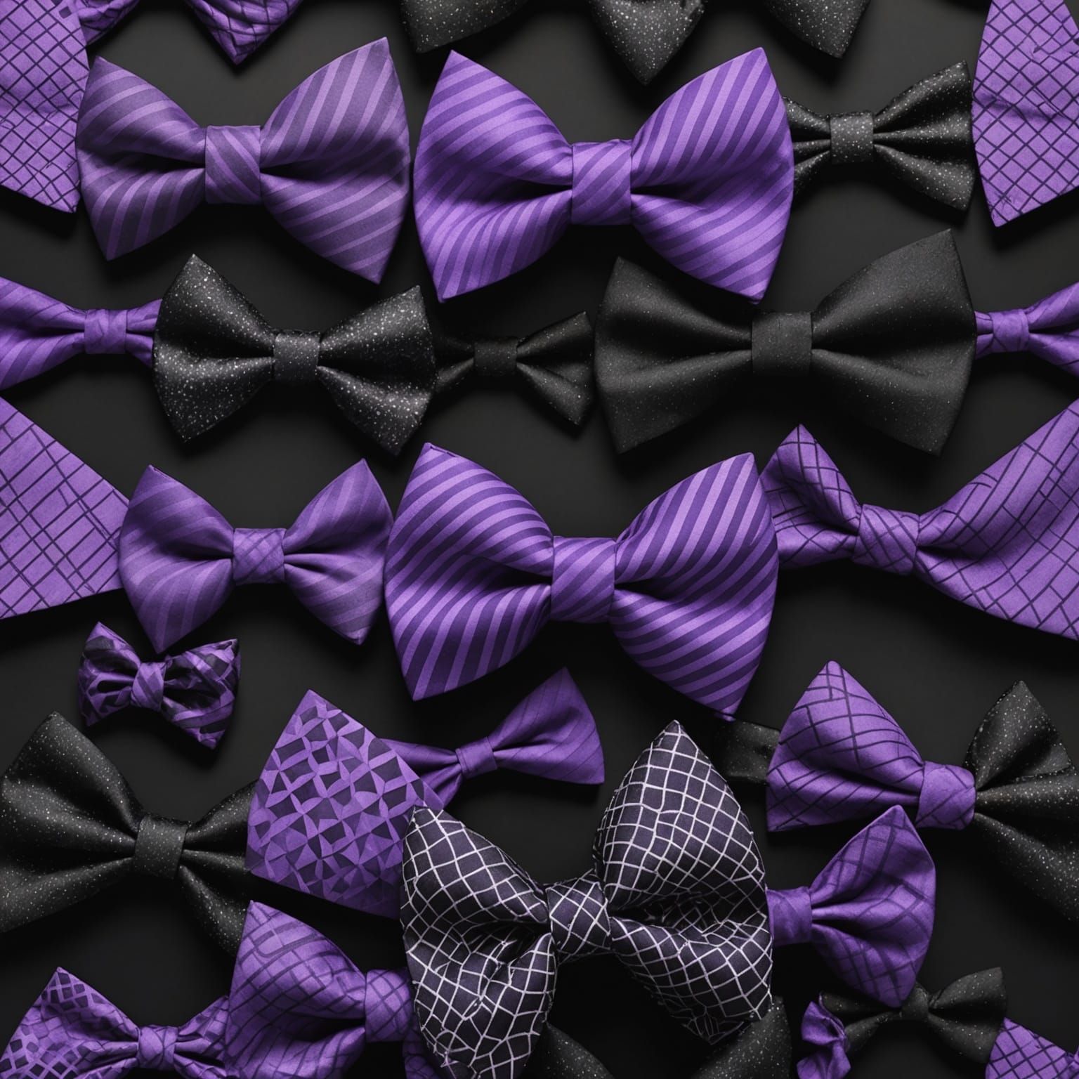 Modern Purple and Black Graphic Design with Bow Ties