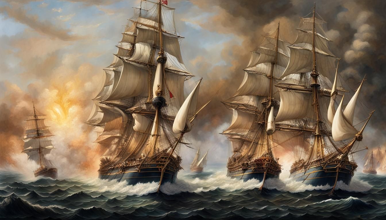 Tall Ships Clash in a Fierce Naval Battle
