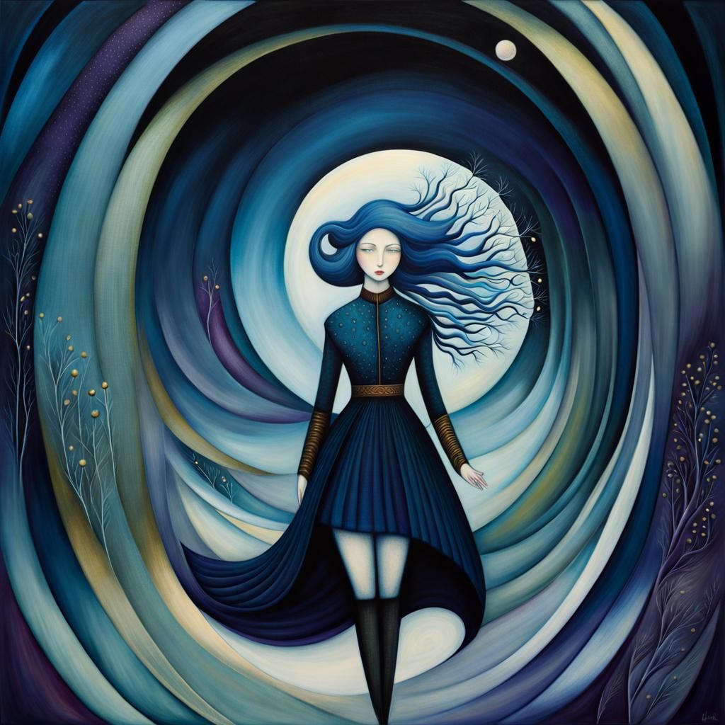 Surreal Tree in Windy Landscape, Layered Art