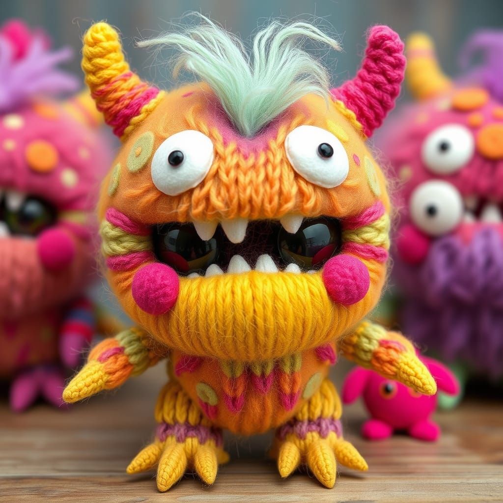 Knitted and Felted Chibi Monsters in Pastel Colors