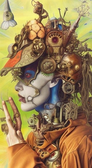 Steampunk Space Pilot with Samurai Armor