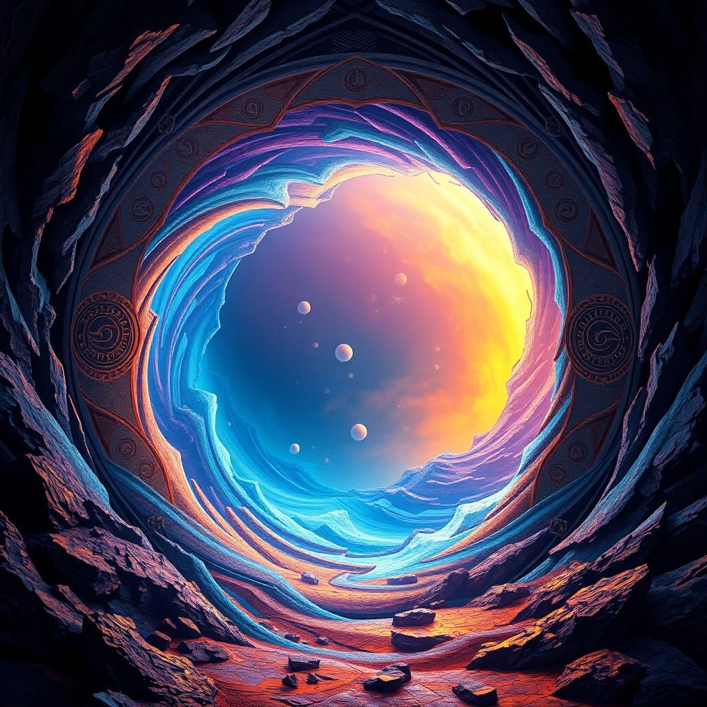 Swirling Dimensional Portal in Rich Matte Painting