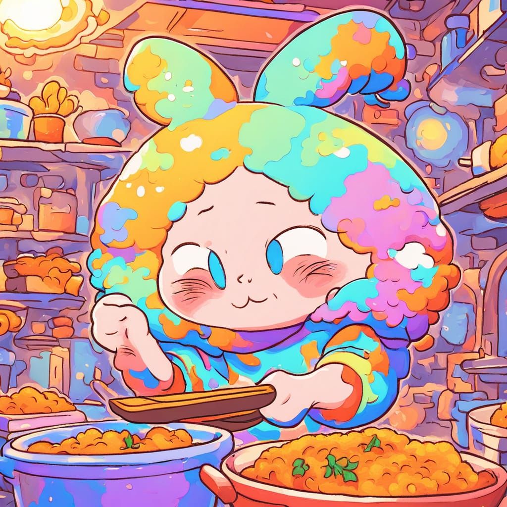 Yor Forger Cooking, Anime Style Digital Painting