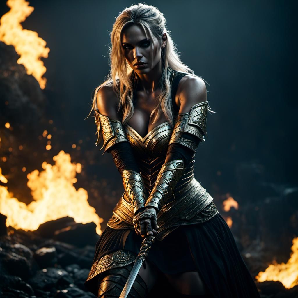 Goddess Warrior Absorbing Storm Energy