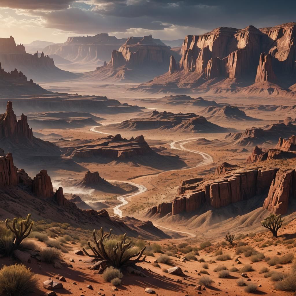 Desolate Southwest Landscape in Detailed Digital Painting