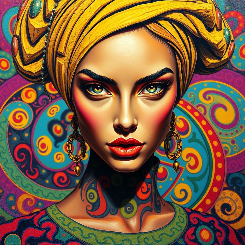 Kaleidoscopic Portrait Blending Pop Art and Surrealism