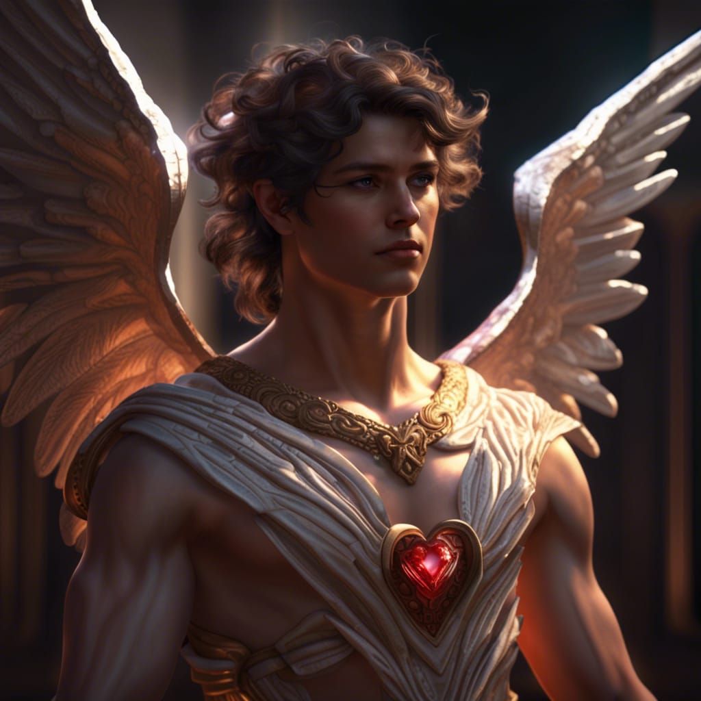 Eros, God of Love, in Dark Fantasy Concept Art