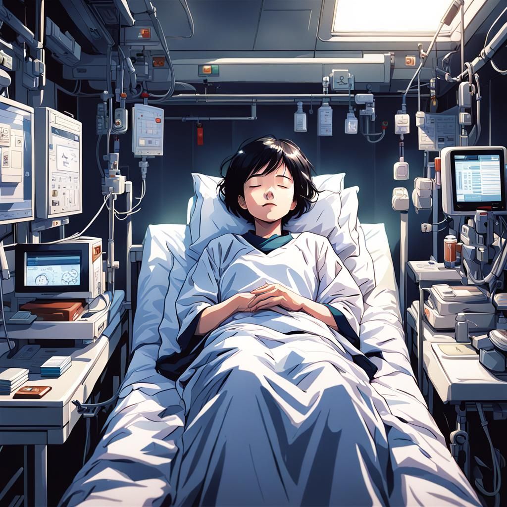 Woman in Hospital Bed, Anime Key Visual