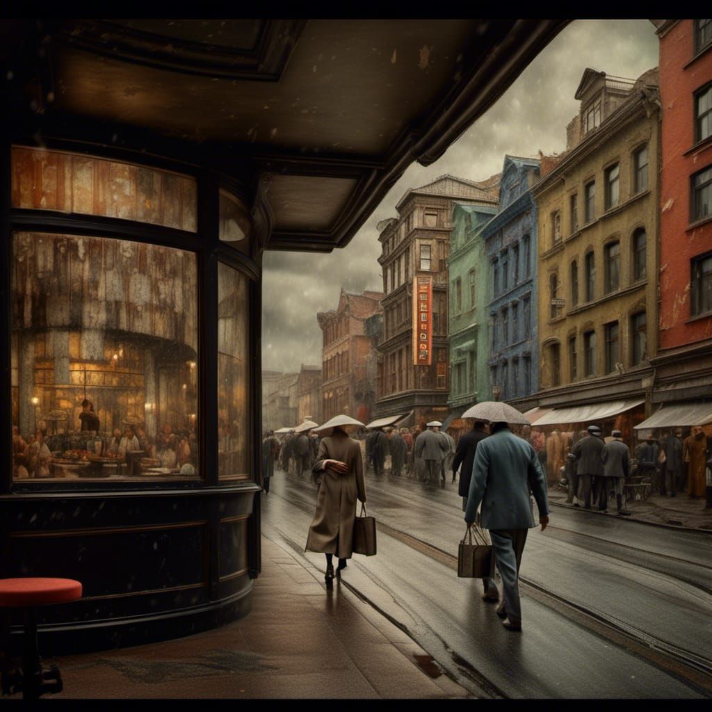 Polychromatic Cityscape: A Hyperrealistic Matte Painting