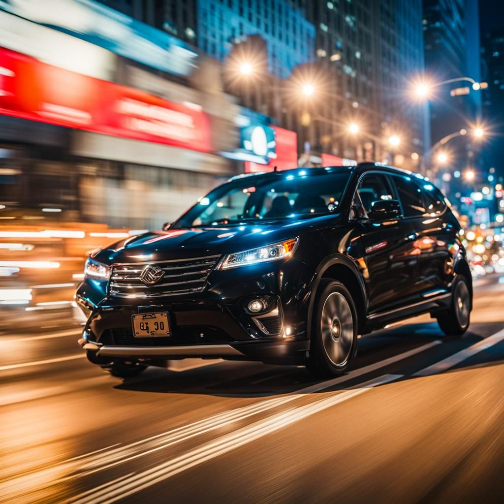 Motorcycle Rider Speeds Through New York City Night