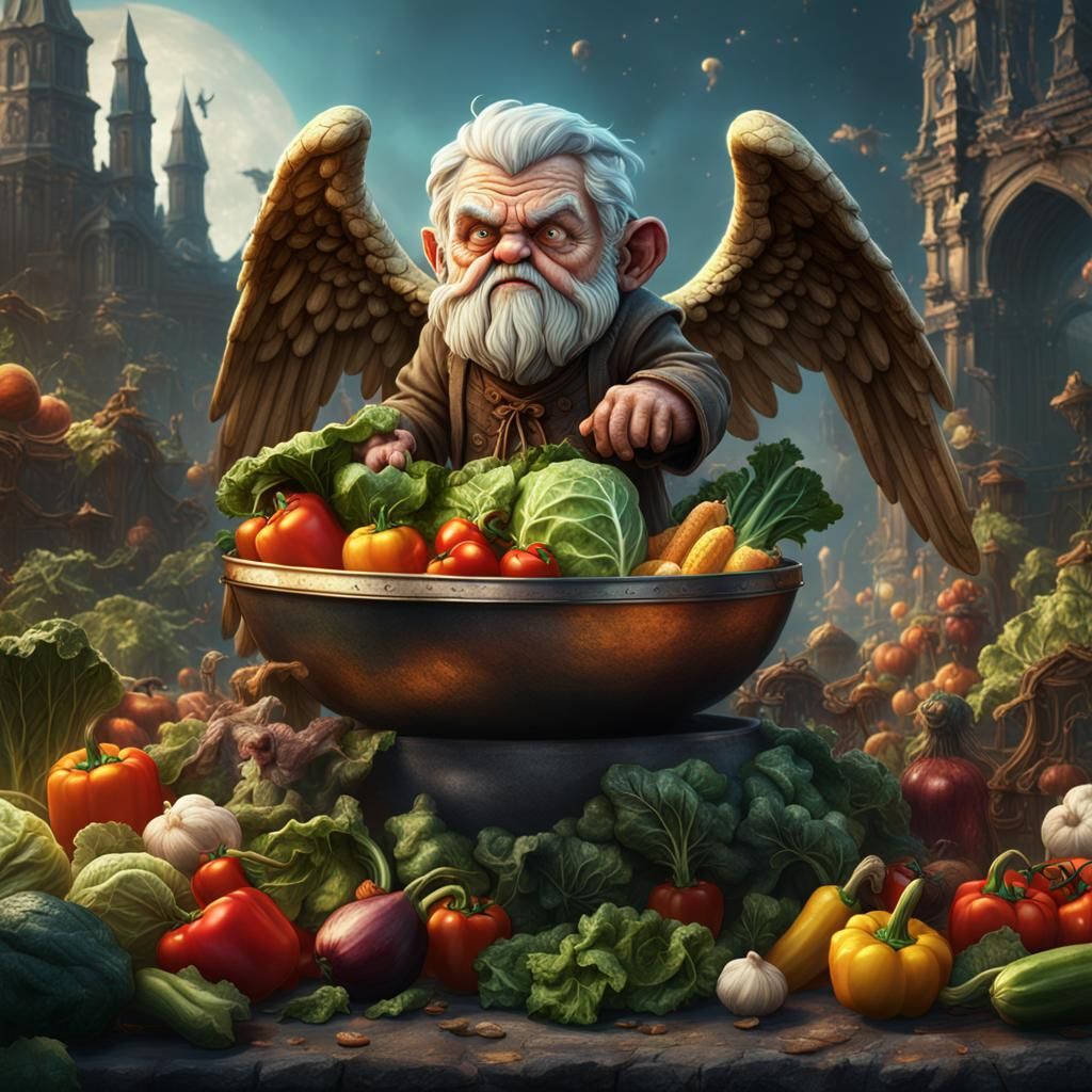 Grumpy Angel in Detailed Matte Painting