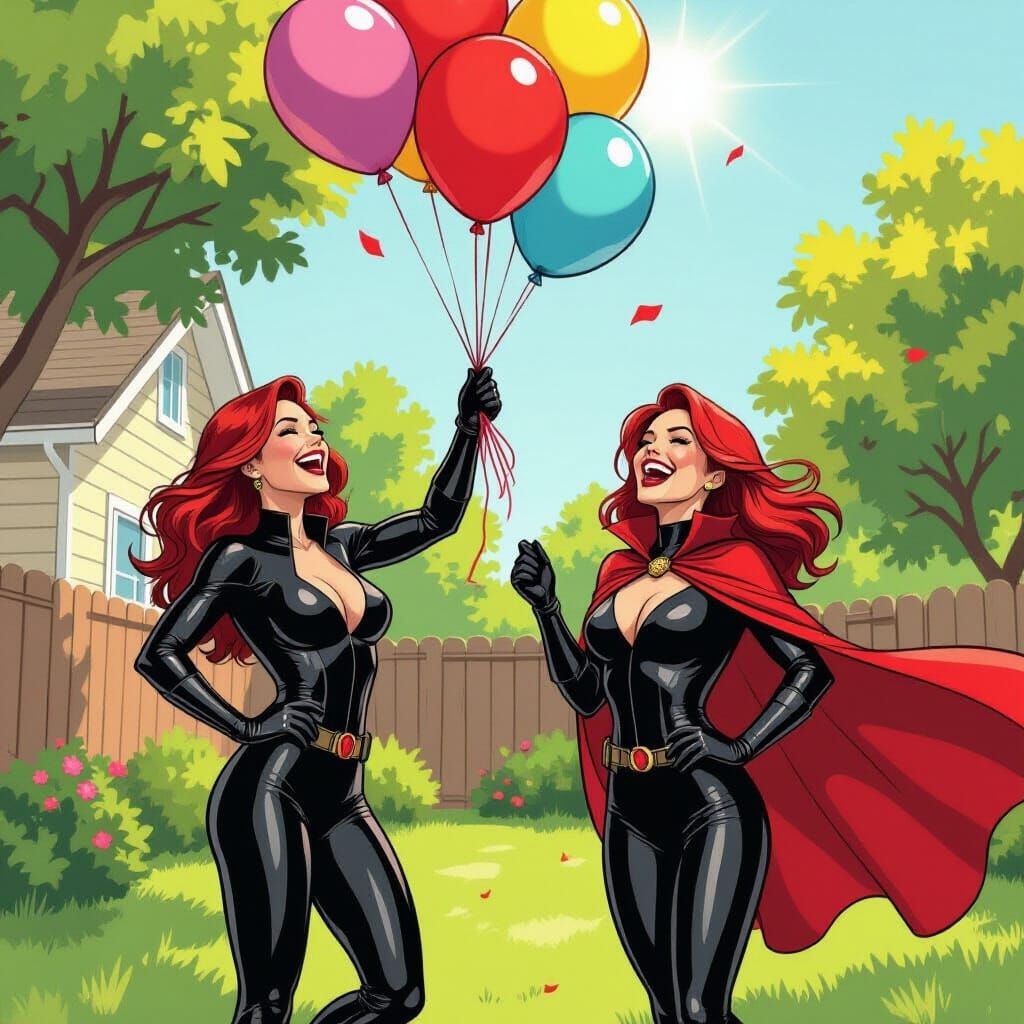 Black Widow and Scarlet Witch: Birthday Fun in Comic Style