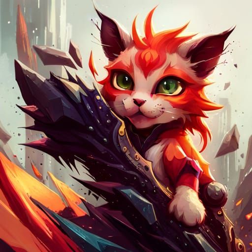 Cyberpunk Dragon-Cat Chibi: Detailed Digital Art