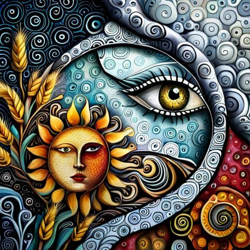 Abstract Fantasy Flowers Mixed Media Painting