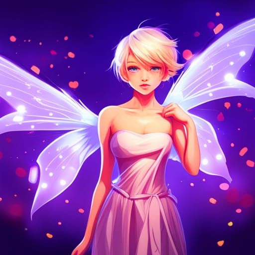 Anime Style Purple Fairy Princess with Wings