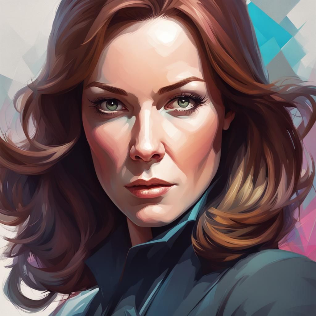 Emma Peel Portrait in Art Nouveau Style