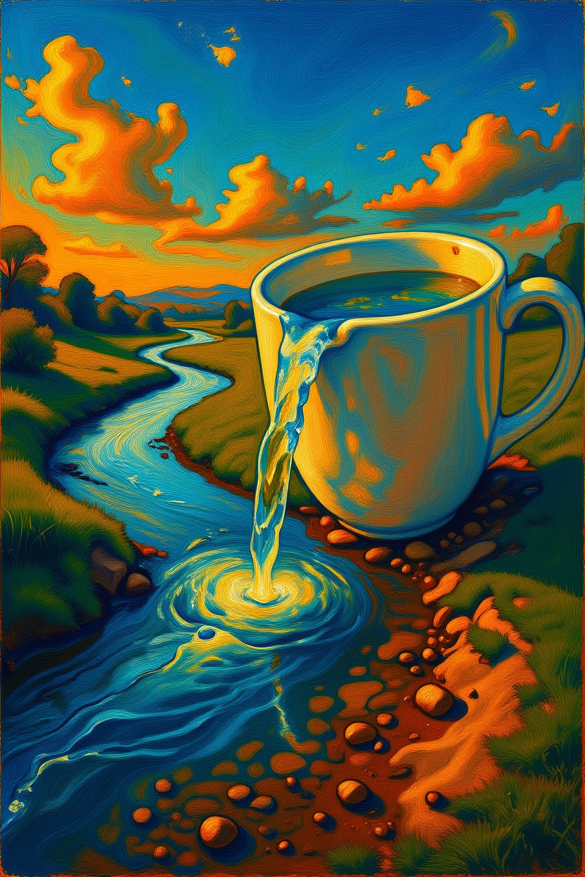River Flowing Out of a Cup