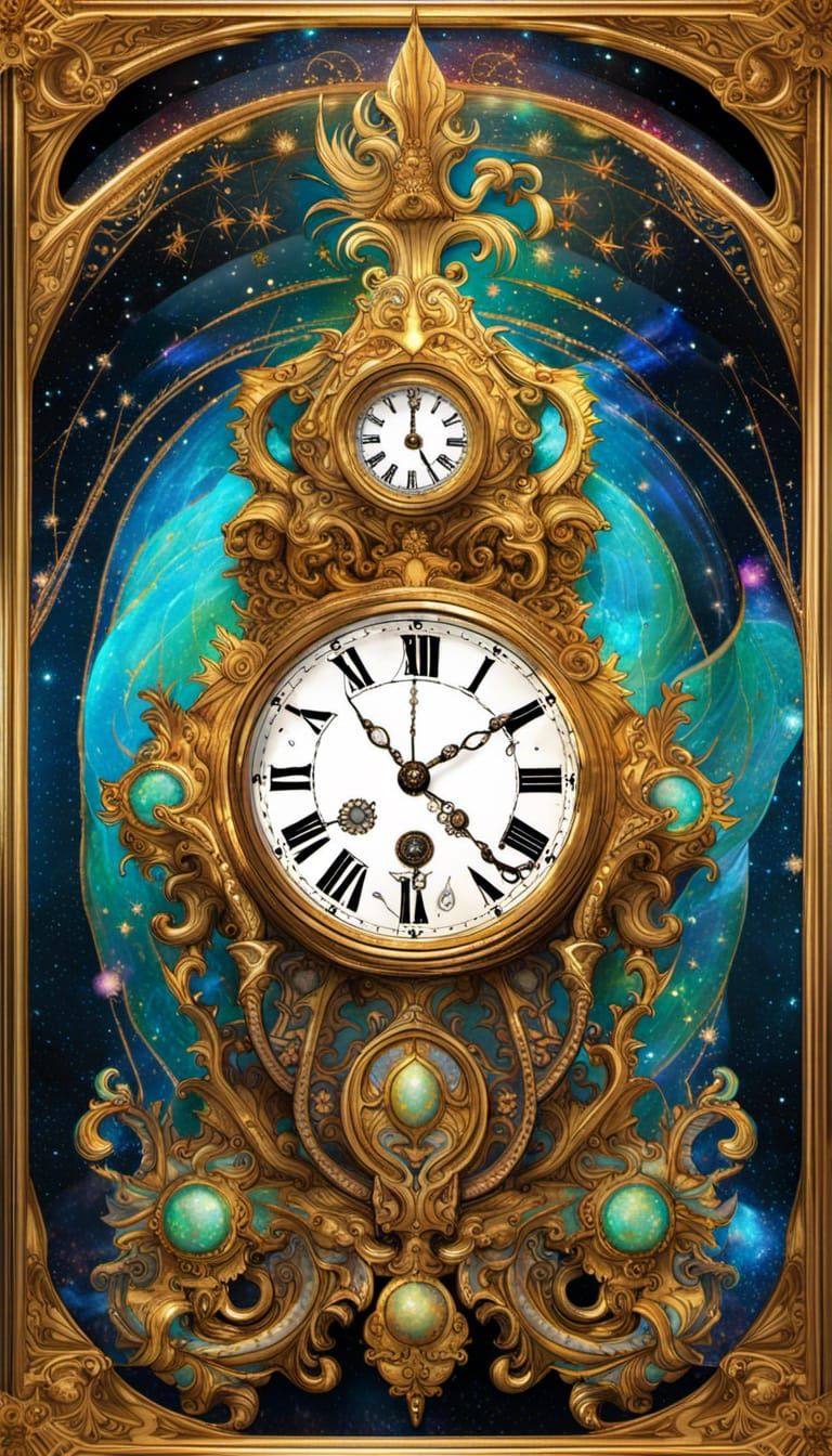 Elaborate Ansonia Clock in Pablo Amaringo Style