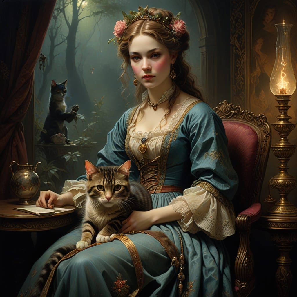 Whimsical Cat in Gentle Repose