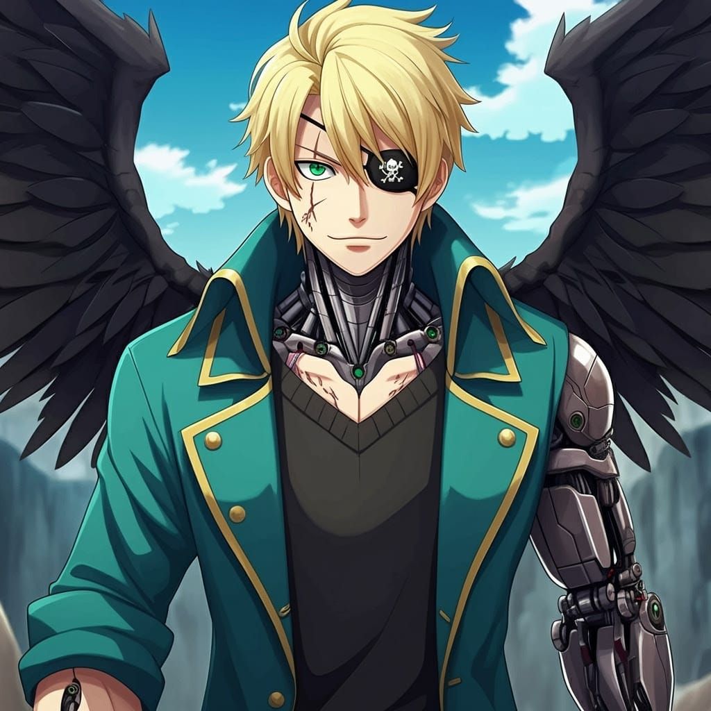 Anime-Inspired Pirate with Robotic Implants