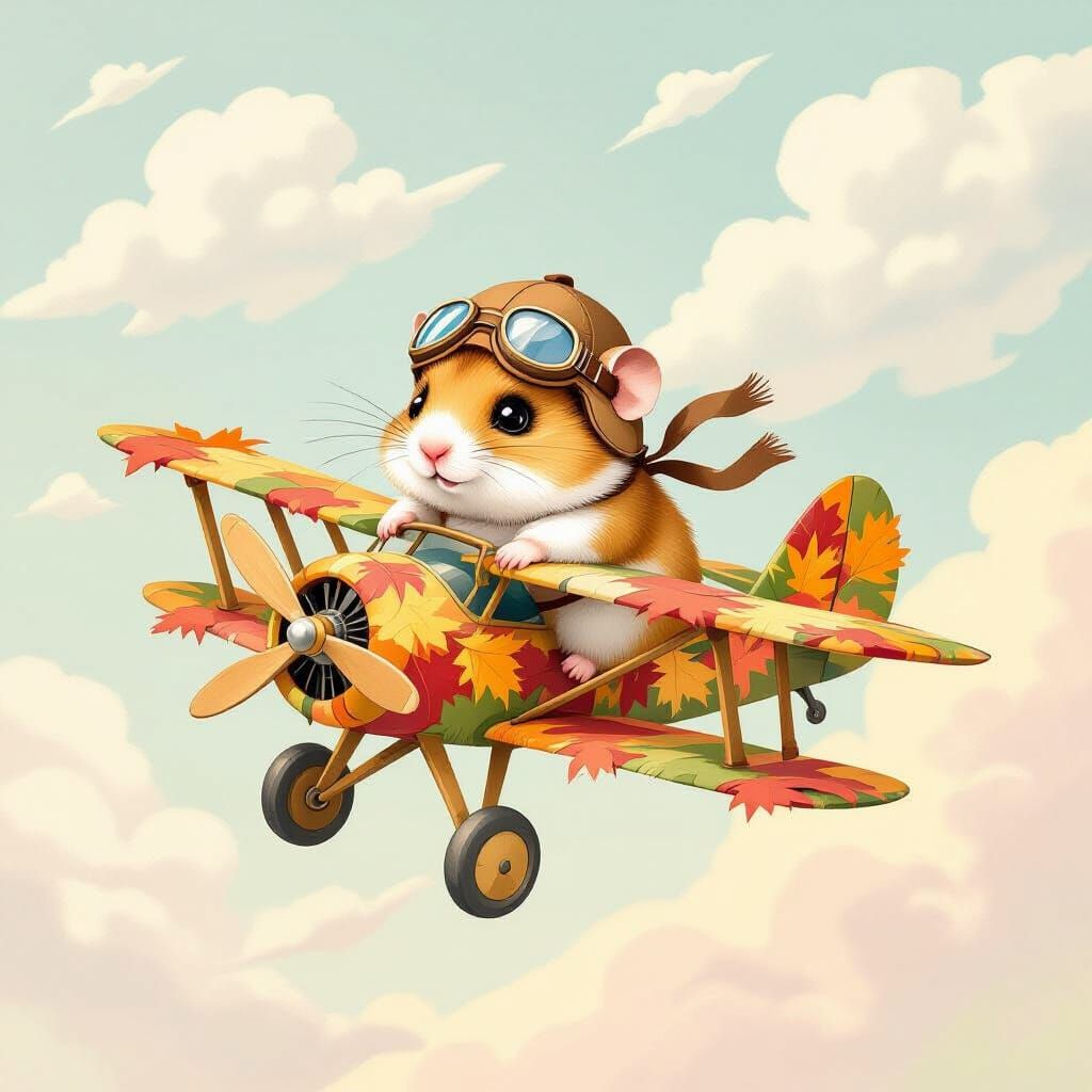 Hamster Pilot Soaring Through Pastel Skies