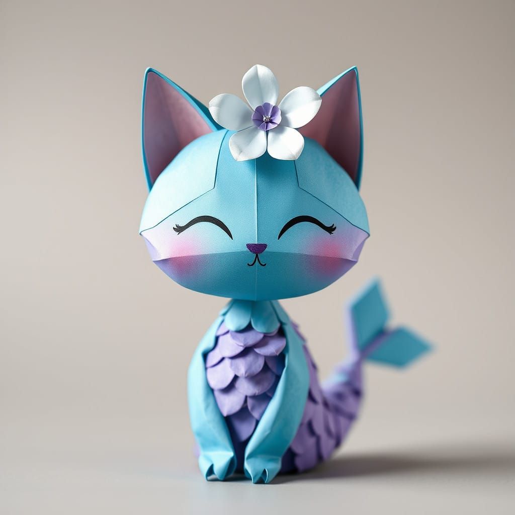 Whimsical Underwater Papercraft Mer-Cat