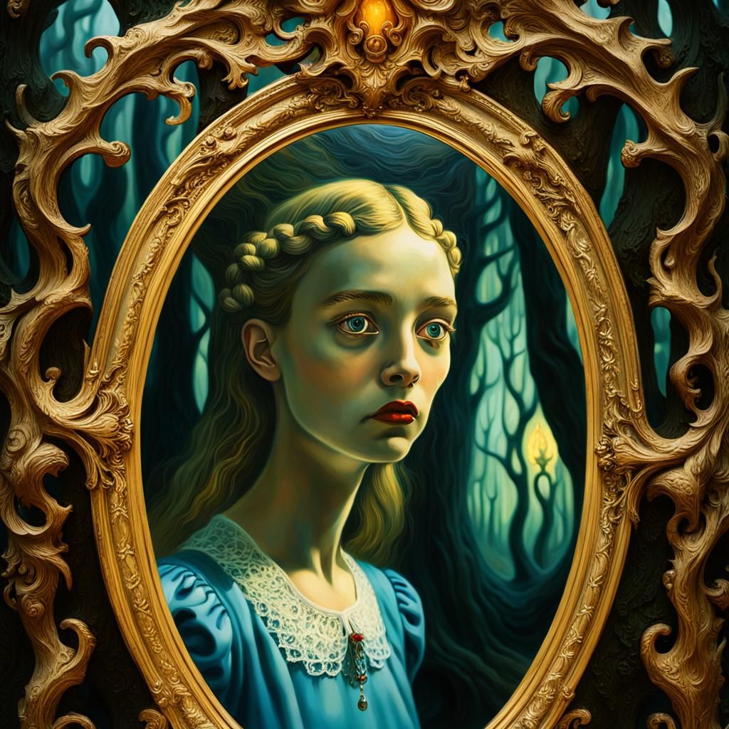 Alice in a Surrealist Dreamscape Mirror