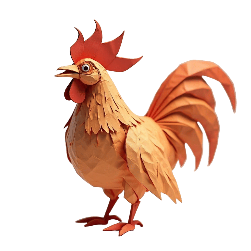 Vibrant 3D Rooster Origami Model